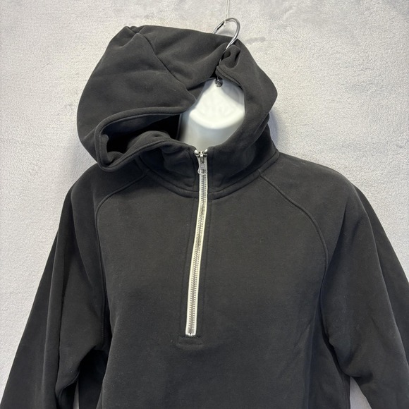 Vuori Restore 1/2 Zip Hoodie Womens Small Black Fleece Cropped Relaxed VW288 - Picture 10 of 13